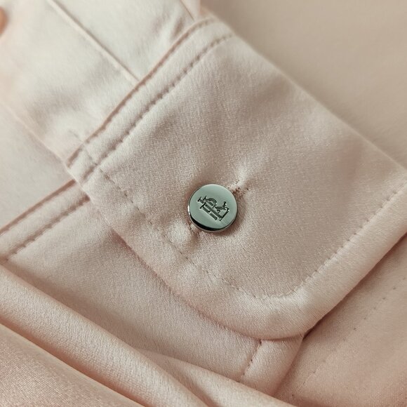 Ralph Lauren Satin Pink Charmeuse Shirt Button Down Blouse top XS black label - Picture 8 of 13